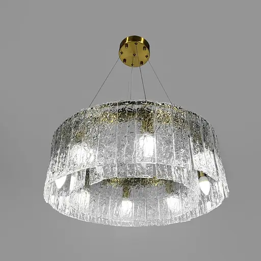 Підвісна латунна люстра із крижаними пластинами Ø 60 см | Line F | Арт. MJ360-600 AB - фото 4