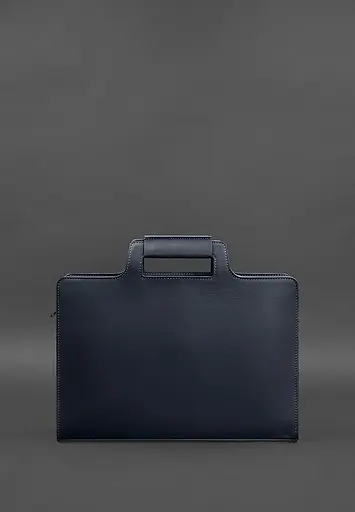 Шкіряна сумка для ноутбука і документів темно-синя Краст - фото 4