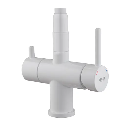 Смеситель для кухни на две воды с гибким изливом Koer KB-72006-03 KR3381 Белый матовый - фото 7