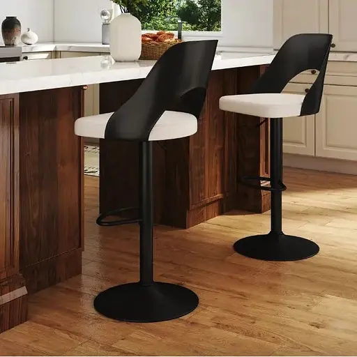 Комплект барних стільців Costway Navare екошкіра чорно-білий - фото 2