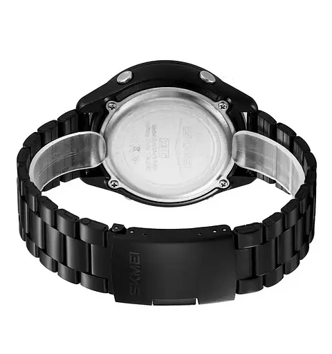 Часы мужские наручные спортивные Skmei 2412 со стальным браслетом (Черный) - фото 5