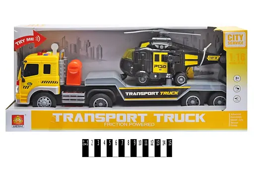 Грузовик с вертолетом инерционная (с музыкой и светом) WY571C - фото 2