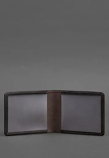 Кожаная обложка для удостоверения с гербом темно-коричневая - фото 3