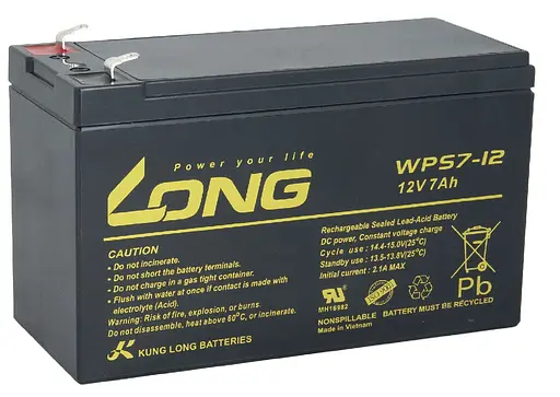 Акумуляторна батарея для ДБЖ Long AGM VRLA 12 V / 7 А*ч (WPS7-12) - фото 1