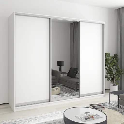 Шафа-купе тридверна MebelStar Комбо AL 2ДСП/Дзеркало 250x45x210 см Аляска білий (MBS-3197)