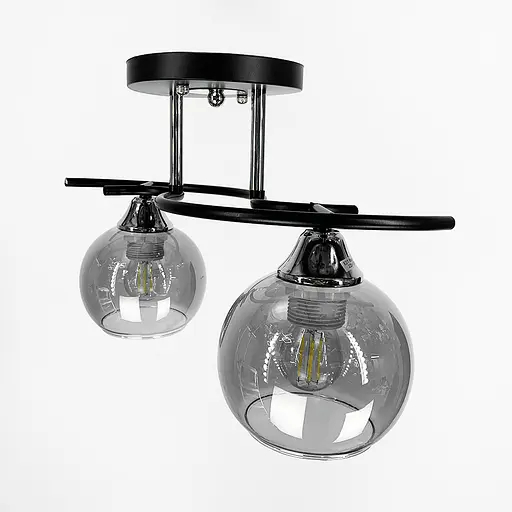 Сучасна люстра в чорному корпусі на 2 графітових плафони | Арт. 11585/2D | Line F - фото 4