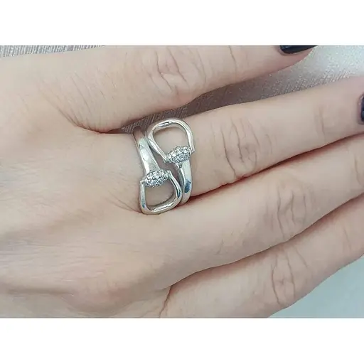 Срібне кільце Агні ГОРЕЛЬЕФ з фіанітами. 1625/1Р-CZ 17,5 - фото 2