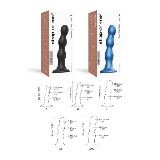 Насадка для страпону Strap-On-Me Dildo Plug Balls Blue Metallic L - фото 4