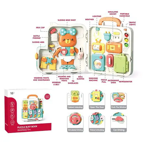 Гра бізіборд чемодан, 25х26х9 см, замки, музика, звук англійською мовою, на батарейках, модель YL514 - фото 3