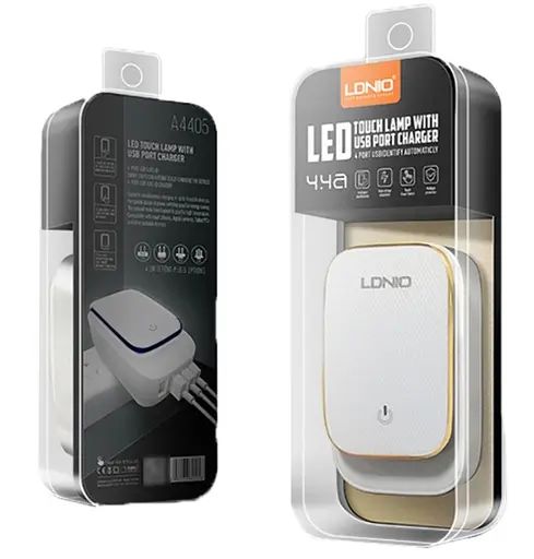 Нічник і мережевий зарядний пристрій Ldnio A4405 4 USB + кабель USB to Type-C - фото 5