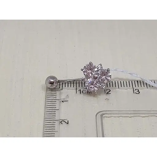 Срібна сережка для пірсингу пупка Ірій з фіанітами. 6001 - фото 4