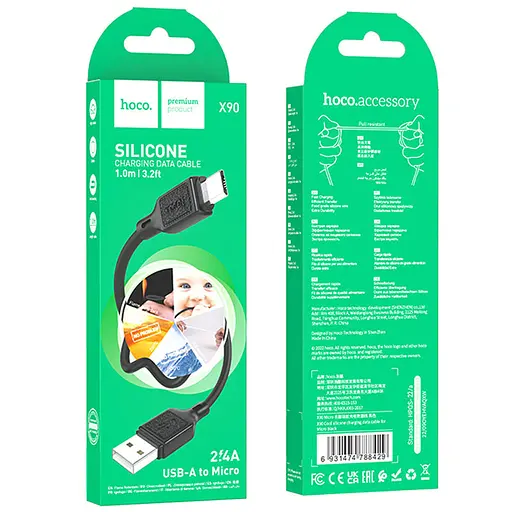 Дата кабель Hoco X90 Cool silicone USB to MicroUSB (1m) Black - фото 5