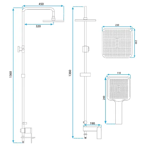 Душова система Rea Storm black з виливом REA-P9533, Чорний матовий - фото 6