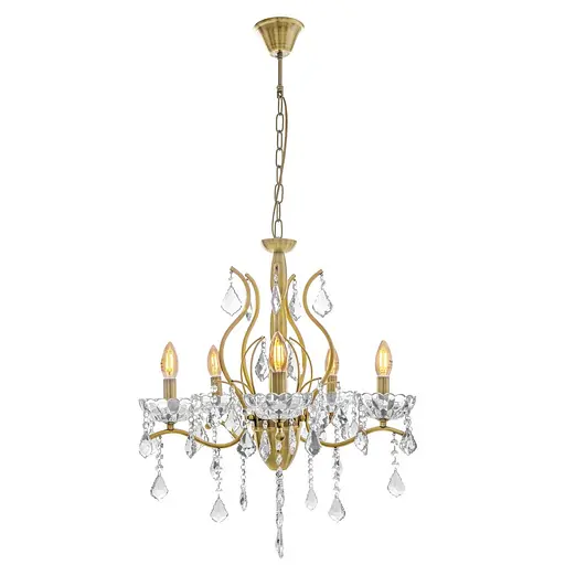 Люстра свеча Brille подвесная хрустальная E14 40W BZ (BCL-679S/5) - фото 3