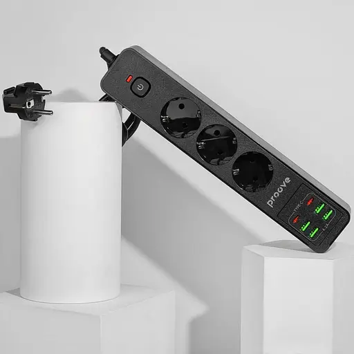 Мережевий фільтр Proove Power Strip P-03 (3 розетки + 4 USB + 2 Type-C) 2М black (PSP342420001) - фото 9