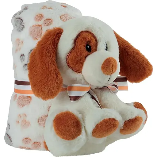 Плед Perletti Toys Duff Dog с мягкой игрушкой 120x80 см белый/коричневый (P13067)