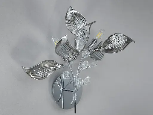 Красивий світильник Diasha з фарфоровими елементами, 2 лампи, хром - фото 2