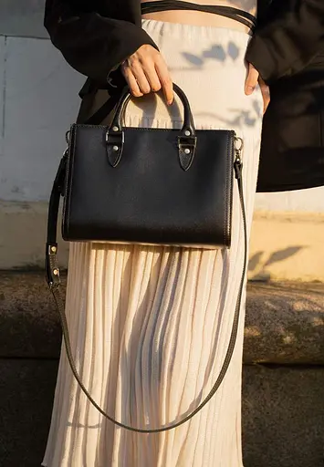 Жіноча шкіряна сумка Fancy чорна краст - фото 3