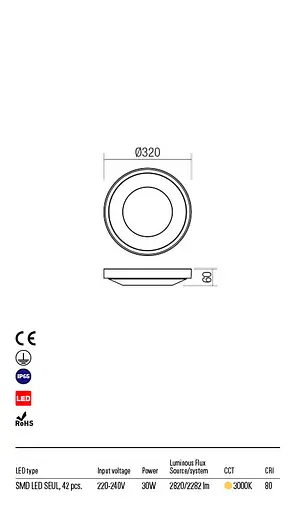 Стельовий світильник OSIRIS PL LED SMD 30W IP65 WH 3000K(5.1.2) Redo 90120 - фото 3