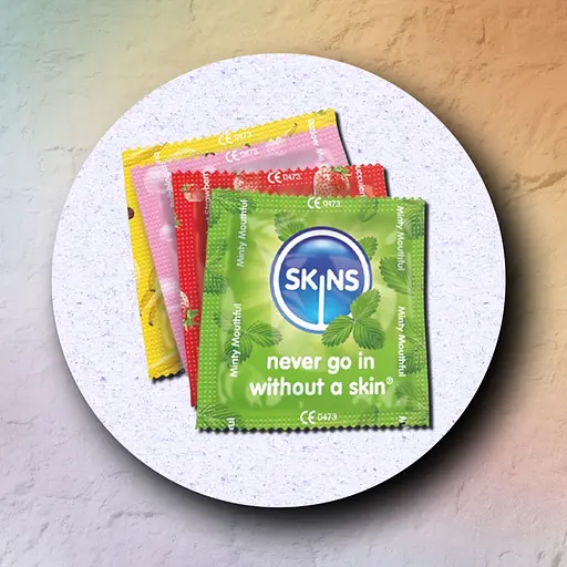 Презервативи Skins зі смаками: банан, м'ята, полуниця та жувальна гумка - фото 2