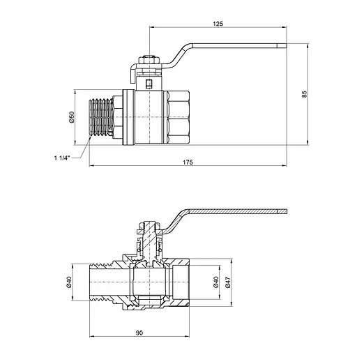 Кран кульовий SD Plus 1" 1/4 ВЗ для води (важіль) SD605W32 - фото 1