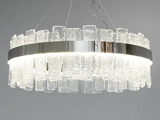 Кругла кришталева світлодіодна люстра в вітальню, срібна люстра, 140Вт - фото 1