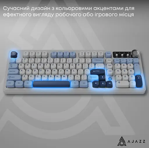 Клавіатура ігрова бездротова Ajazz AF-BGY-98 Plus White-Blue 2.4G/Bluetooth/USB - фото 13
