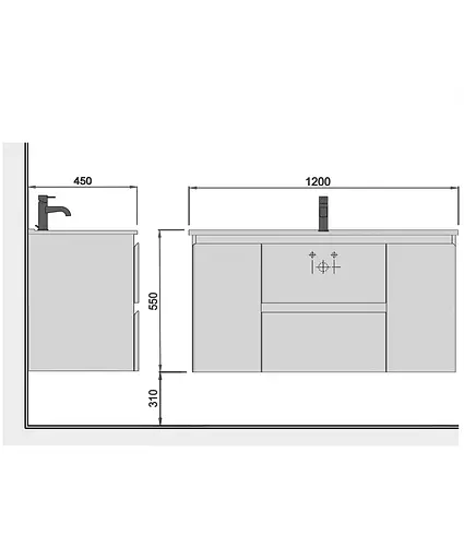 Тумба Мойдодир Сорренто 120-А з умивальником SU-120 Білий підвісна Білий - фото 2