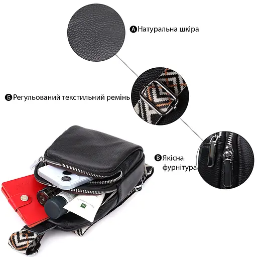 Женская сумка слинг Vintage из натуральной кожи 15х21.5х6.5 см sum0027594 - фото 4