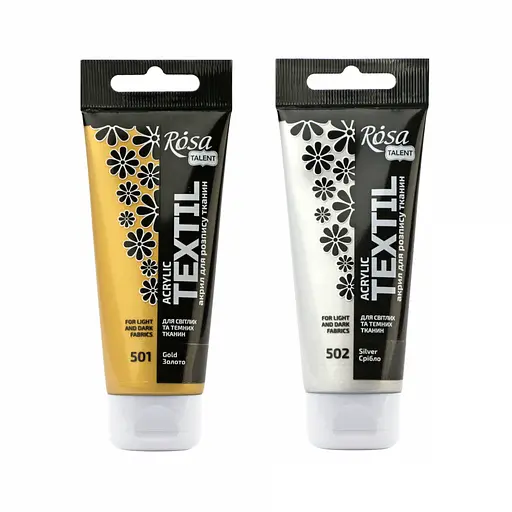 Краска акриловая для росписи тканей металлик 60 мл Rosa Talent - фото 1