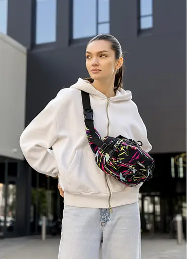 Женская сумка через плечо бананка Sambag Flex Pro принт "ABSTRACT" 30×17×15 см (85451707) - фото 1