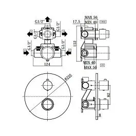 Термостат для душу на 3 споживача Paffoni Light black matt LIQ019NO, Чорний матовий - фото 4