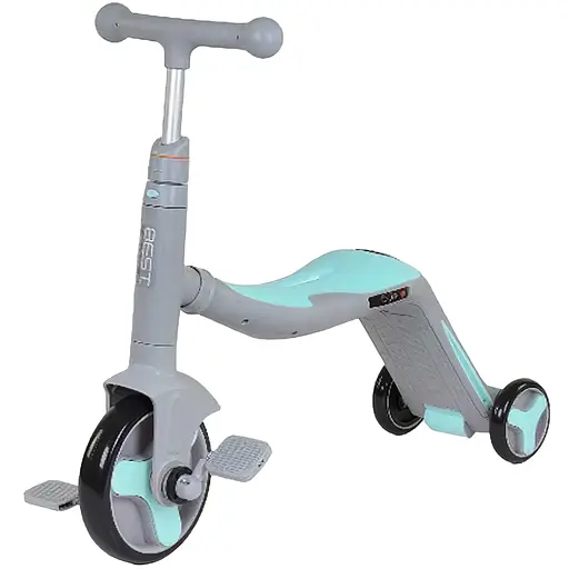 Дитячий самокат 3 в 1 Best Scooter з музикою та підсвічуванням 62х25х28 см Сіро-блакитний 000254946