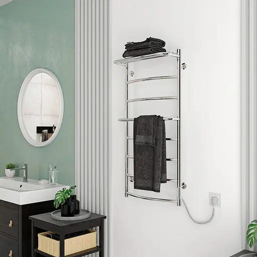 Електрична Сушарка для рушників Kosser Каскад із полицею 600x500/5 ER ДКп01ER, Хром, Праве - фото 5