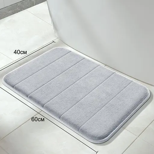Современный коврик для ванной Aquarius с эффектом памяти Мягкий Антискользящий 40 х 60 см Серый в полоску - фото 2