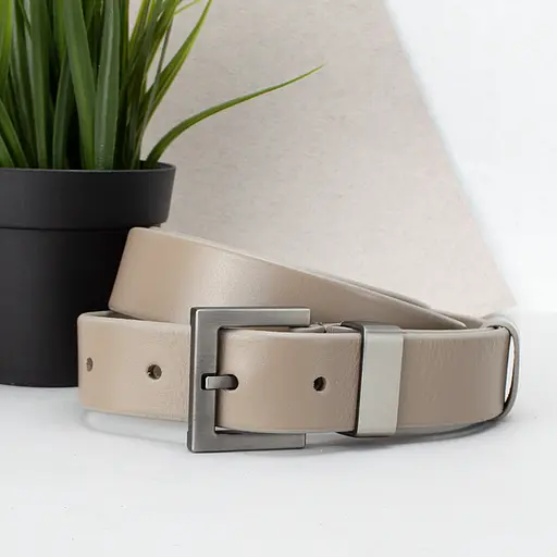 Ремень женский кожаный бежевый JK-3023 под брюки (120 см) - фото 1