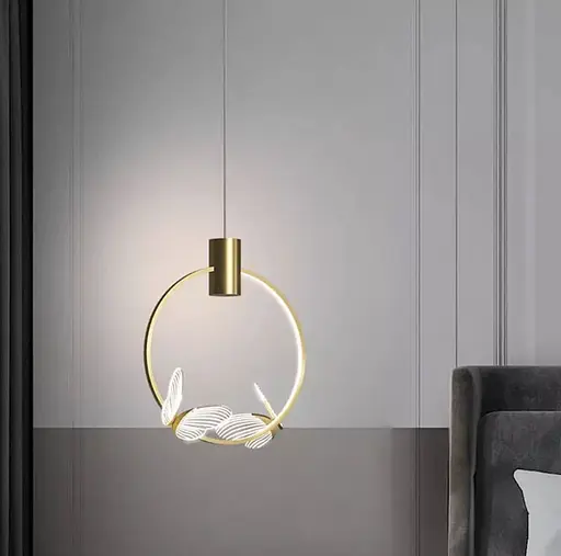 Вишуканий світильник в формі кільця з підсвіткою на 2 метелики Line.F C 1201-2 - фото 1