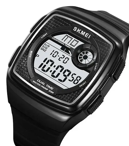 Годинник чоловічий наручний спортивний Skmei 2208 (Чорний з білим) - фото 2