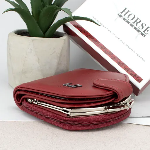 Гаманець жіночий шкіряний маленький Horse Imperial 001B червоний - фото 4
