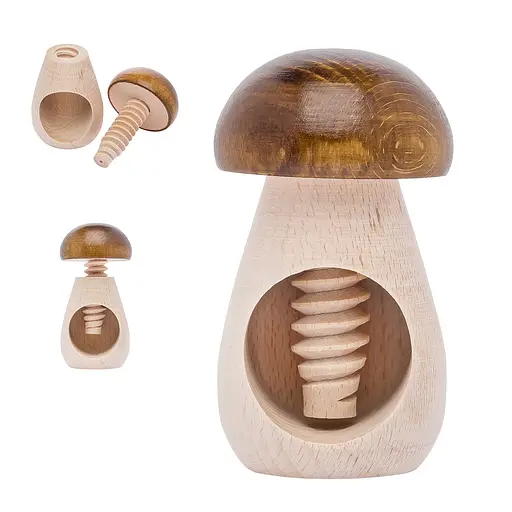Винтовой деревянный орехокол «Гриб» с коричневой шапкой, Woodly 85953 - фото 2