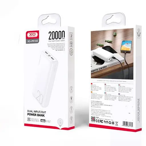 Зовнішній акумулятор XO PR183 20000 mAh універсальна батарея біла - фото 4