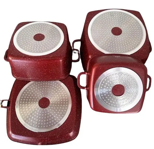 Набор кастрюль со сковородой Top Kitchen TK-000103 с гранитным покрытием 12 предметов Красный - фото 5