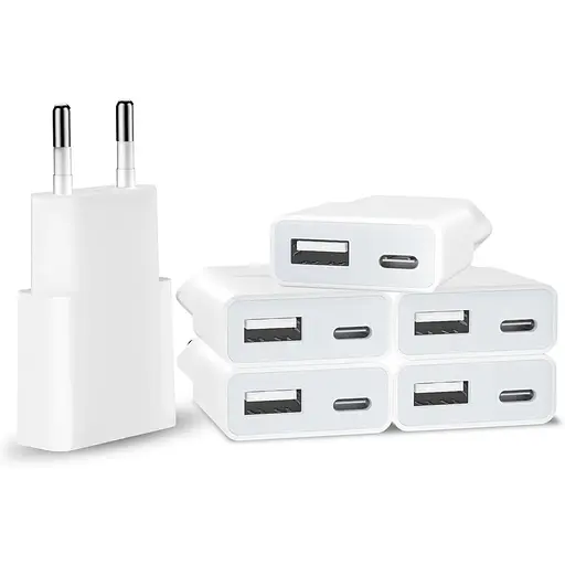 Зарядний пристрій USB потужністю 5 Вт, 5 В, 1 А, 2 порти USB C+, USB A