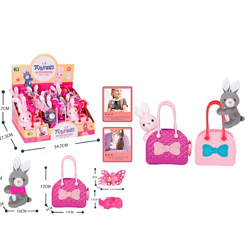 М’яка іграшка Зайчик, 12 см, плюшевий, сумочка, аксесуари, DR5040 (В асортименті) - фото 3