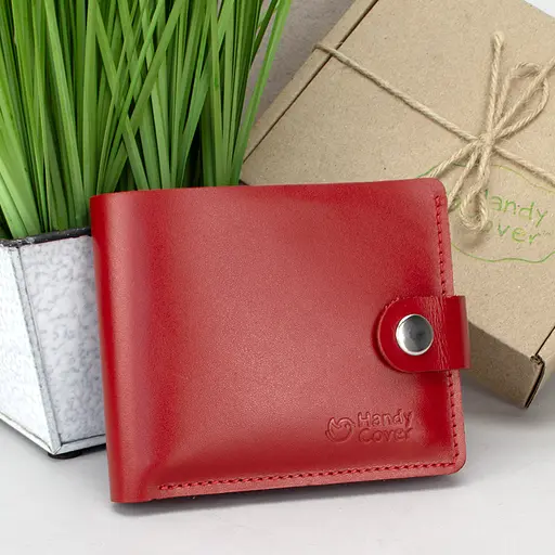 Гаманець жіночий маленький шкіряний на кнопці Handycover HC0042 червоний - фото 1