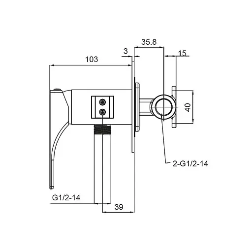 Гігієнічний душ прихованого монтажу Koer KB-23010-05 KR3497, Чорний матовий - фото 2