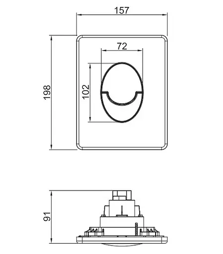 Панель змиву пластикова Koer KT-0606-05 157x198x3mm, кнопка закруглена KR5343, Чорний матовий - фото 2