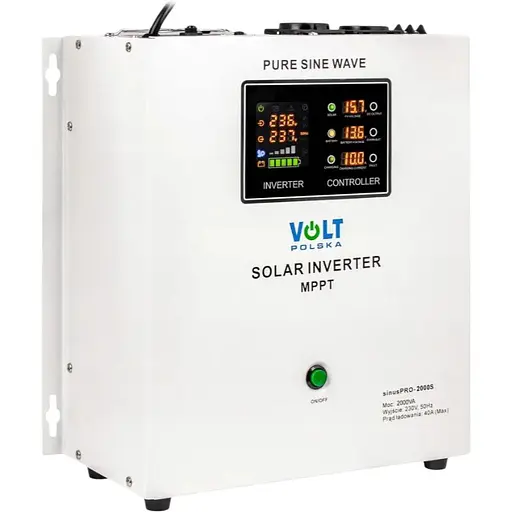 Гібридний ДБЖ/інвертор Volt Polska SINUS PRO 2000 S 24/230V 1400/2000W + 40A MPPT 100V (3SPS200024)