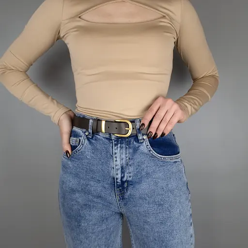 Ремінь шкіряний жіночий HC-3092 коричневий із золотою пряжкою (130 см) - фото 6