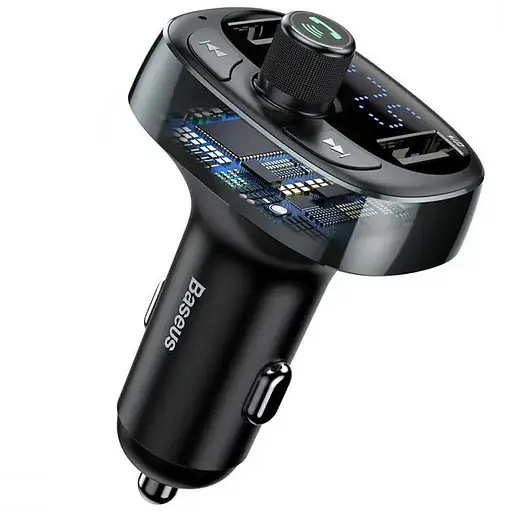 АЗП FM модулятор Baseus S-09 Overseas Edition 3.4A (2USB-A) (CCMT000301) Black - фото 2